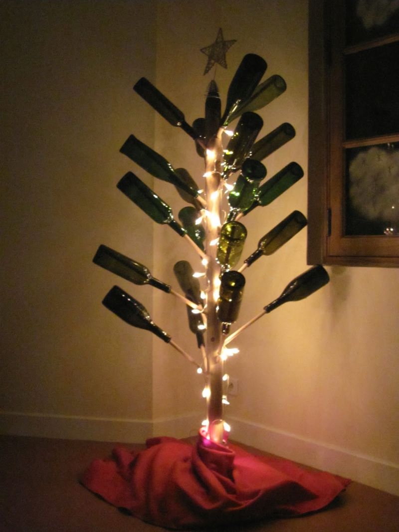 Glass bottles into Christmas tree