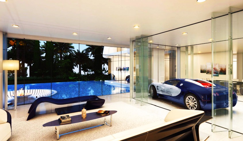 Sleeping Right Next To Your Supercar Inspiring Homes With Living Room Parking