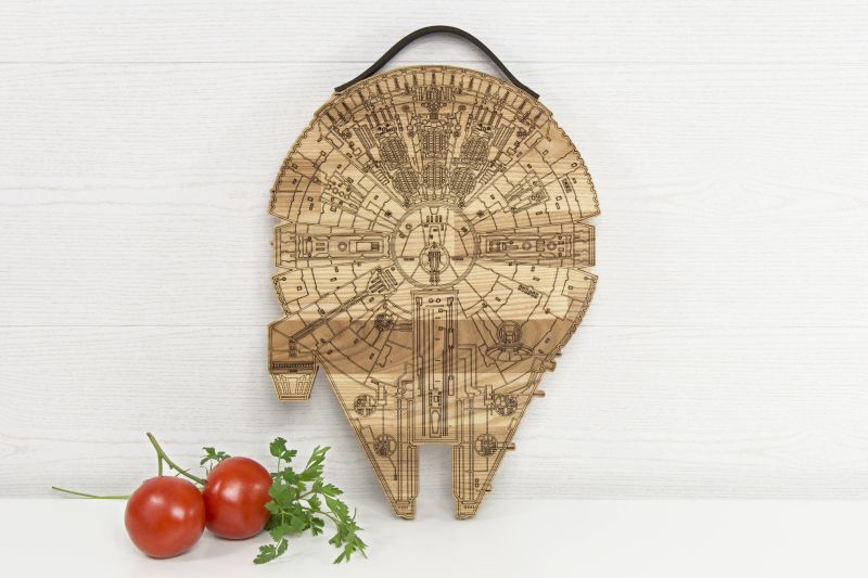 Star Wars Millennium Falcon wooden cutting board