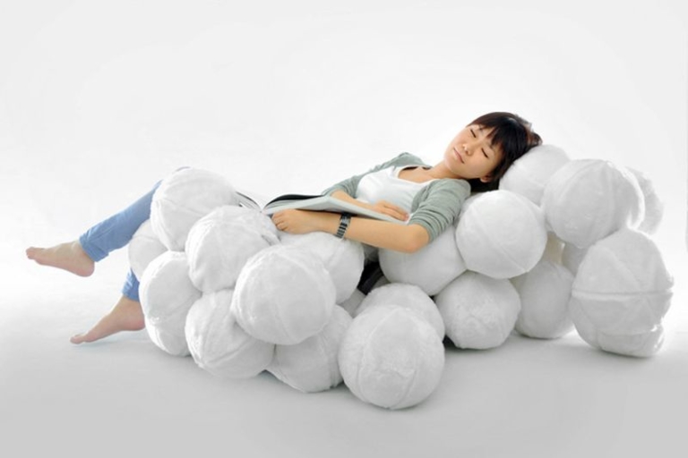 The Daydreamer sofa is made of stuffed balls