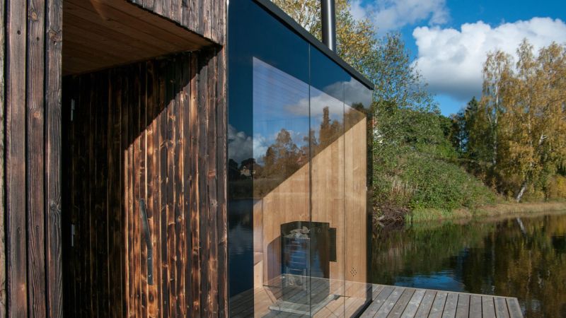 Timber sauna on a Swedish lake