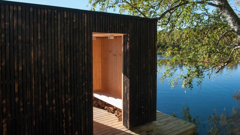 Timber sauna on a Swedish lake