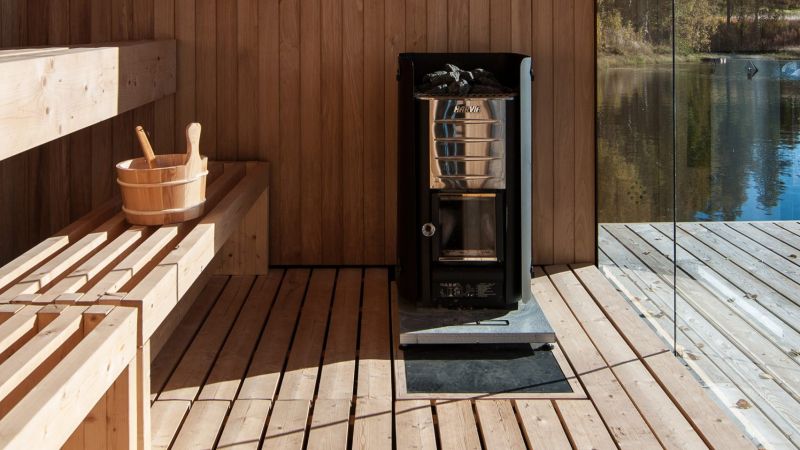 Timber sauna on a Swedish lake