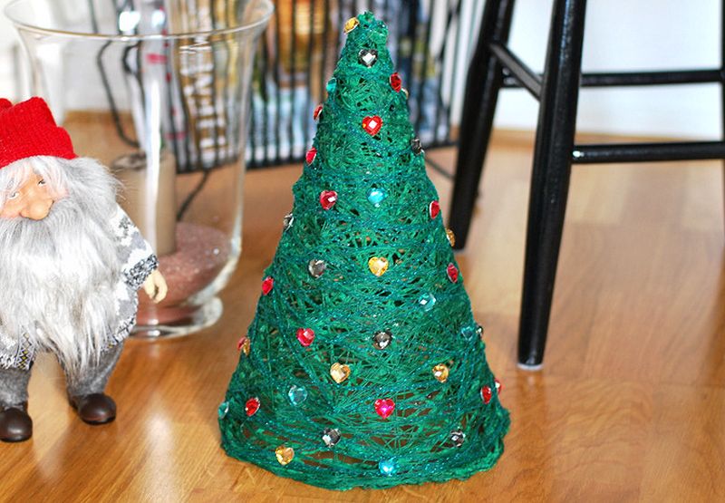 Rustic Twine and Yarn Foam Cone Christmas Trees - Manda Panda Projects