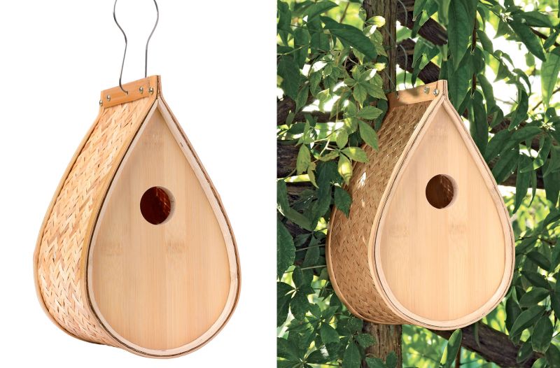 Woven bamboo birdhouse-1