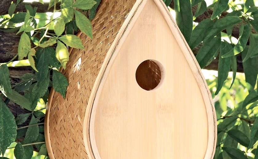 Woven bamboo birdhouse-1