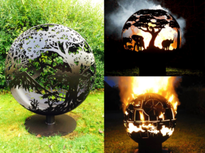 Andy Gage carves intricate designs on metal fire pits