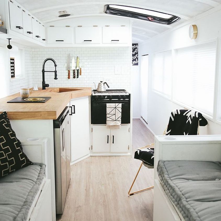 Couple Transforms Old Thomas School Bus into Comfy Mobile Home