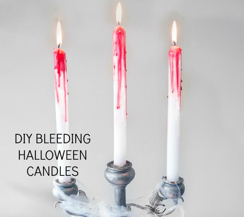 Easy Halloween Crafts for Adults - bleeding candles