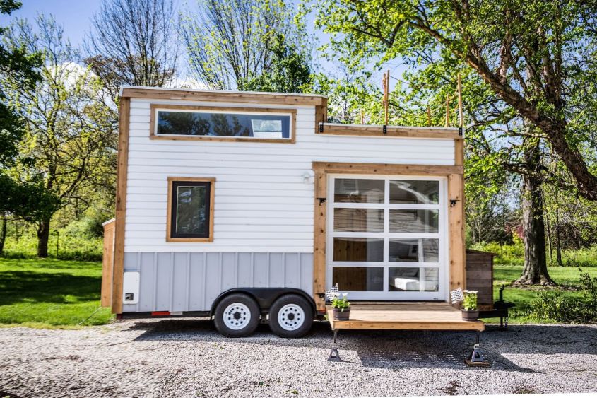 TAD Homes’ Tiny House on Wheels with Garage Door