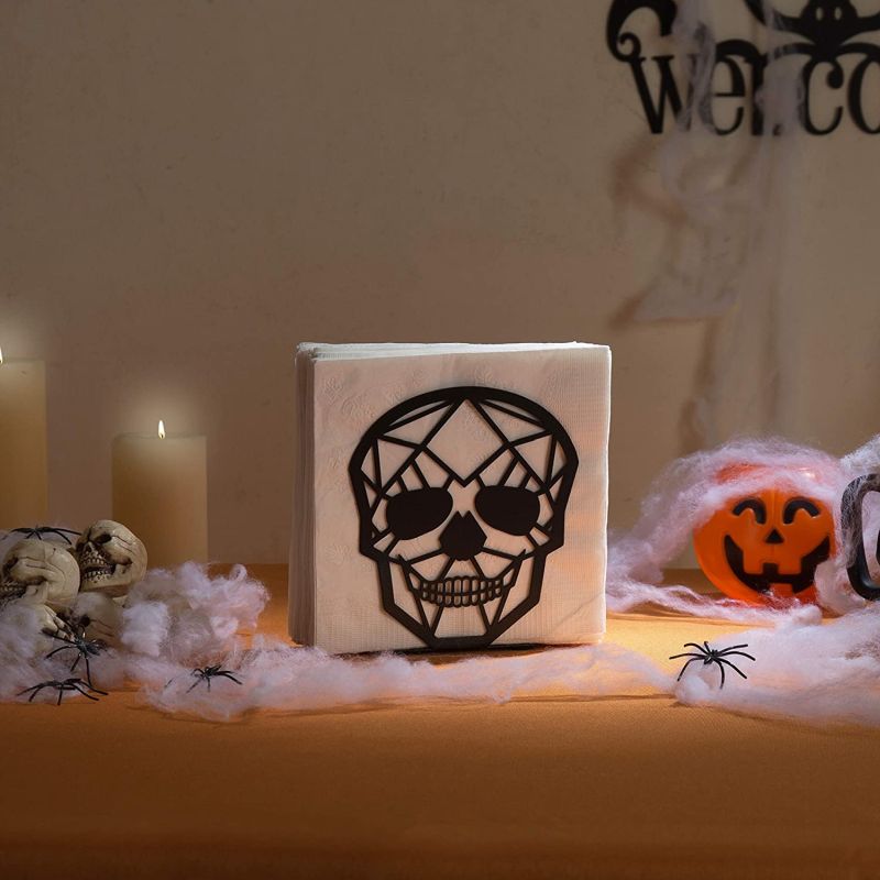 skull napkin holder - Halloween kitchen ideas