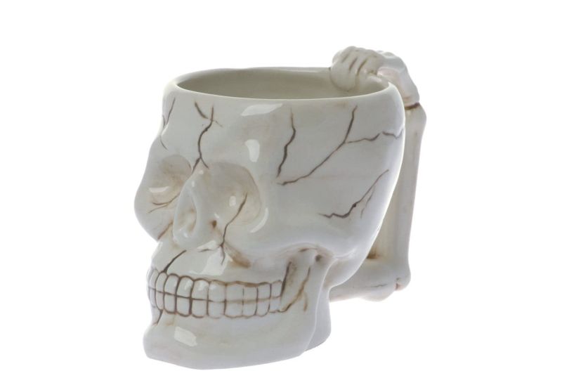 skull shaped coffee mug- Halloween kitchen ideas