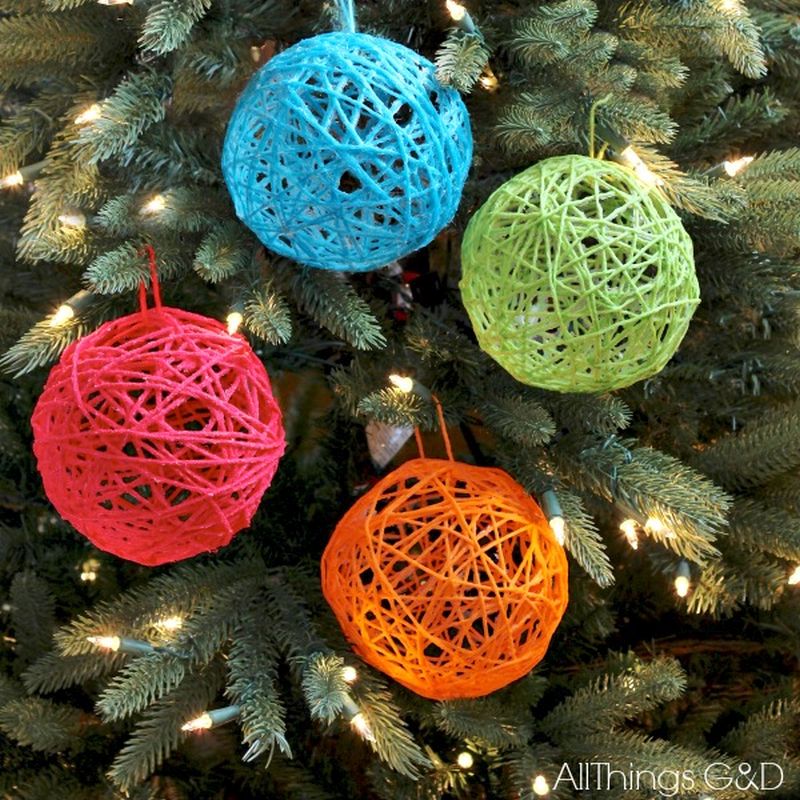 Yarn Ball homemade Christmas tree Ornaments