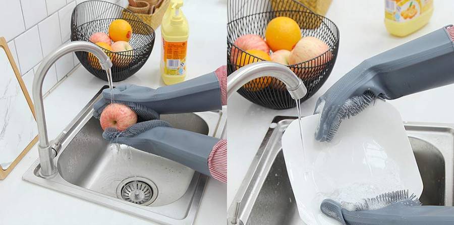 Glove dish scrubber