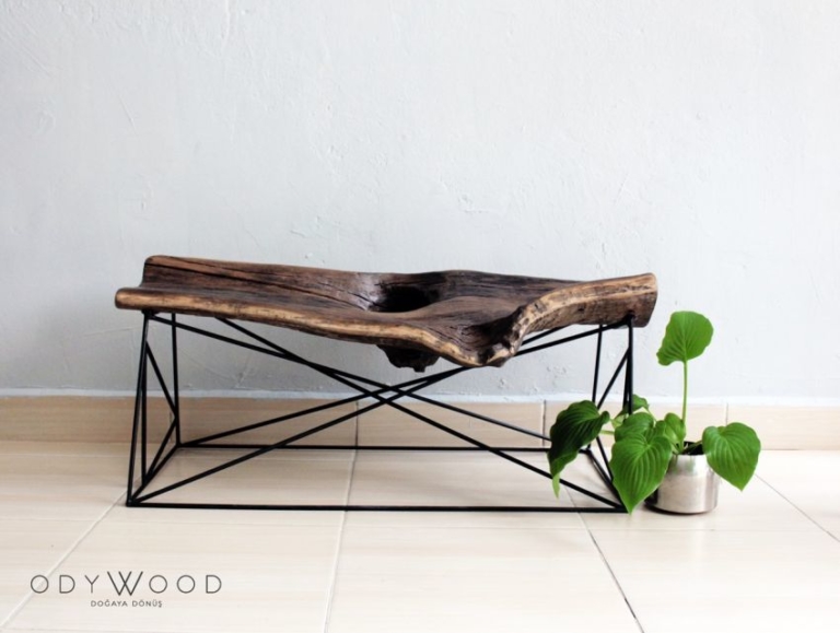 KOVUK Tree Bark Coffee Table and Bench by Odywood