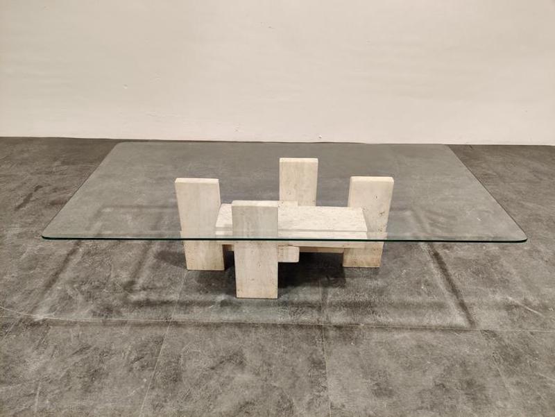 Brutalist coffee table by Willy Ballez