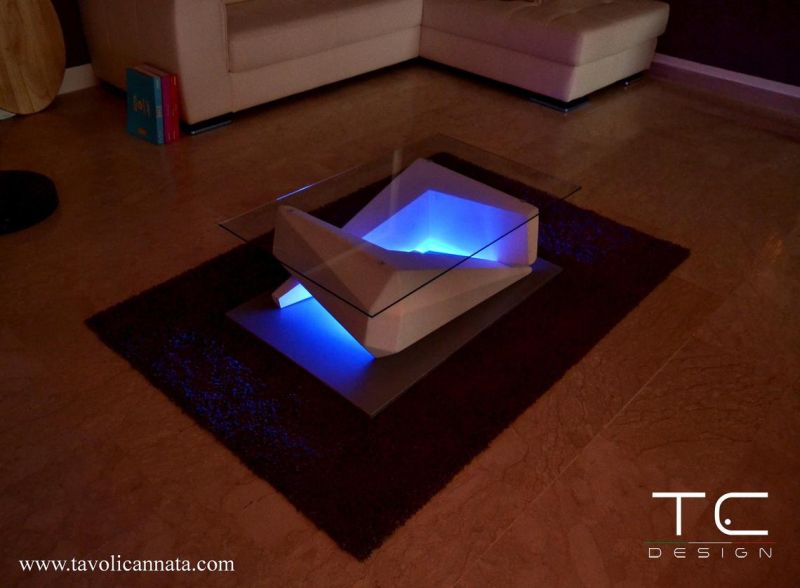 Modern Glass Coffee Table with Lights 