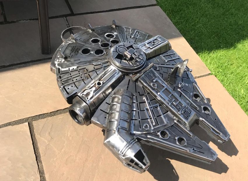 Millennium Falcon fire pit - Burned by Design