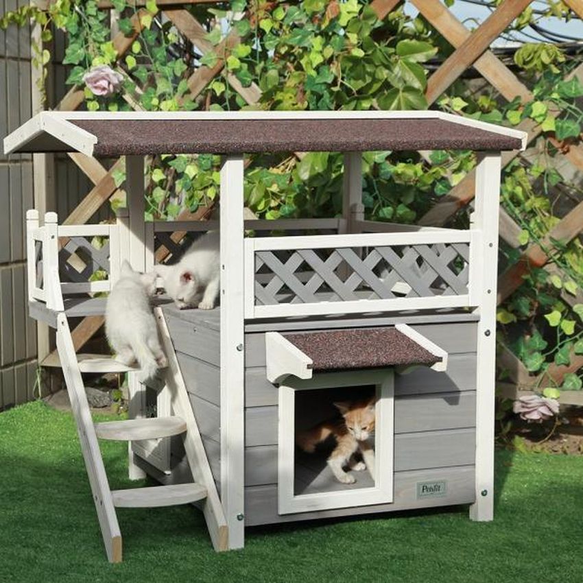 Petsfit Outdoor Cat House with Escape Door is Completely Weatherproof