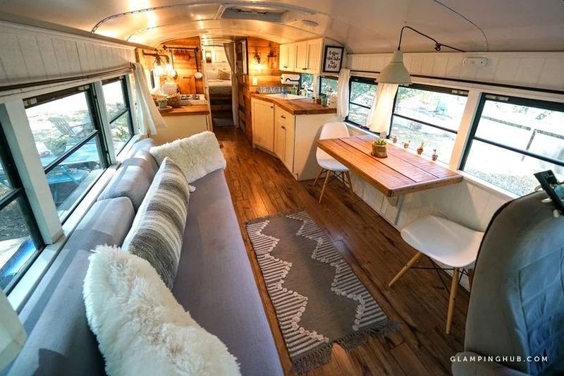 Converted School Bus Provides Glamping Experience in California