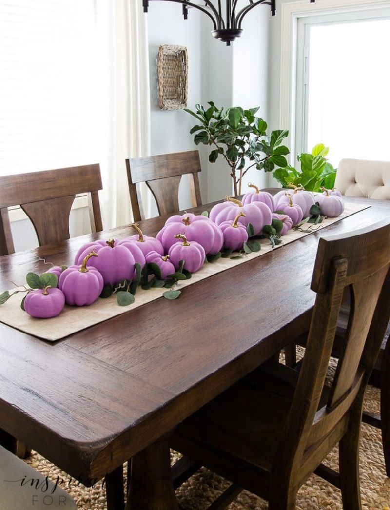 Plum ombre painted pumpkins