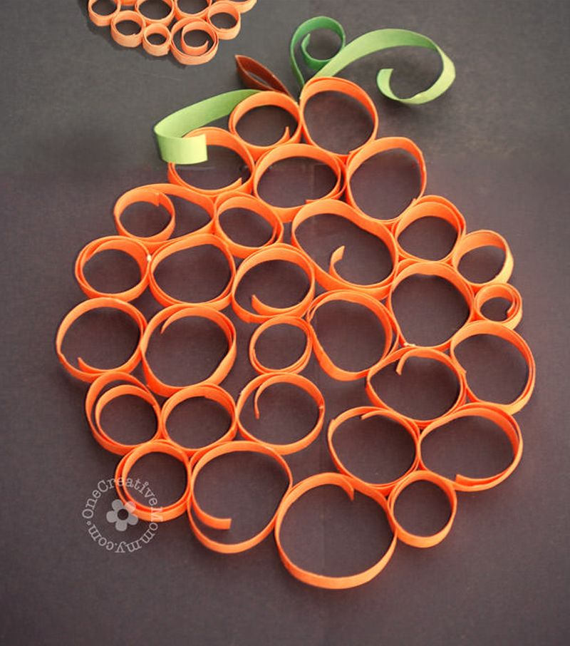 Easy rolled paper pumpkin craft