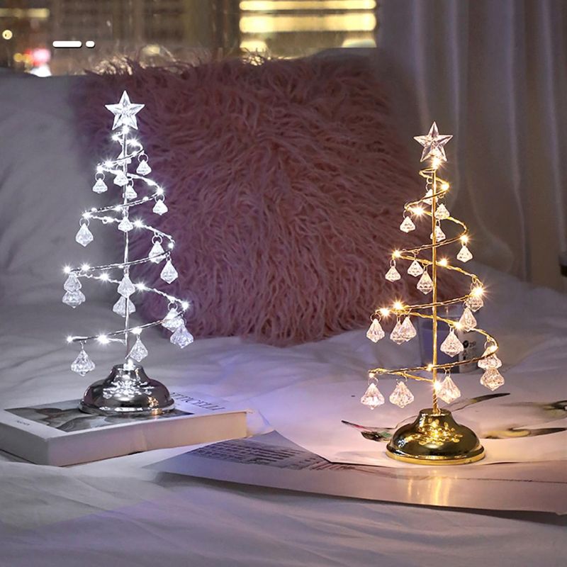 tabletop Christmas tree with metallic accents