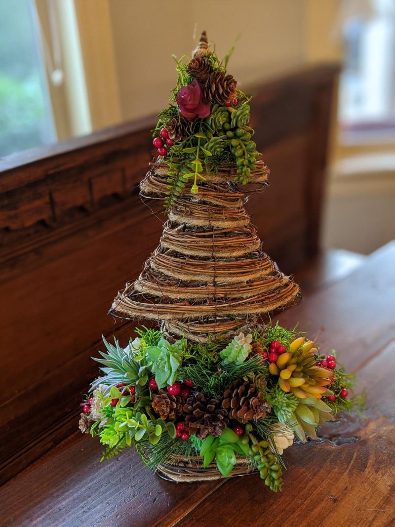 Succulent tabletop Christmas tree