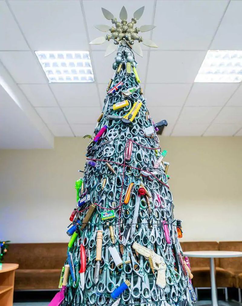 Lithuanian Airport Built Christmas Tree out of Confiscated Items from Passengers