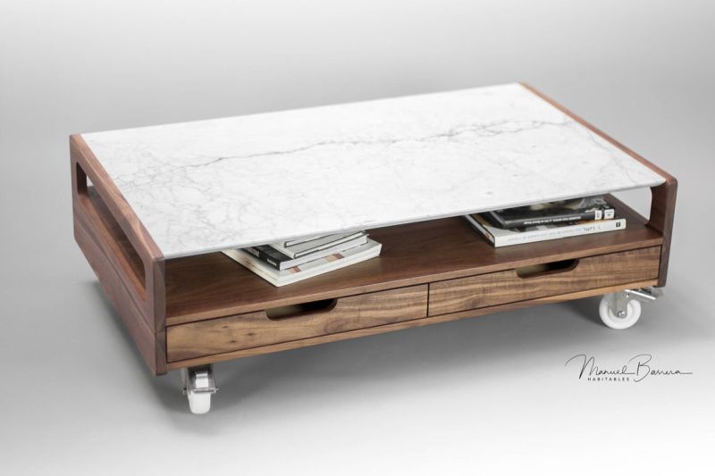 wood and Marble Coffee Table