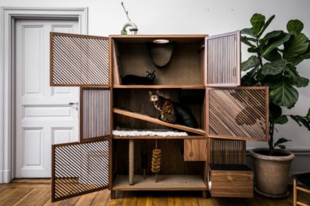 The Cat Flat is Your Kitty's Fortress Hidden Inside a Wooden Cabinet