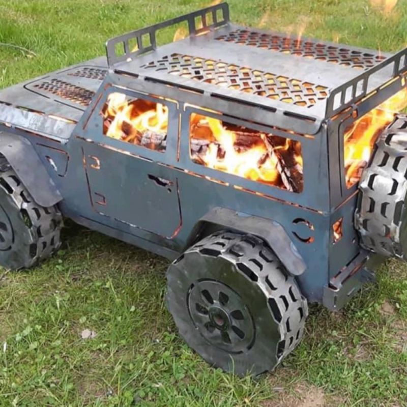 These Vehicle Fire Pits by Metal Art of Wisconsin are Lit