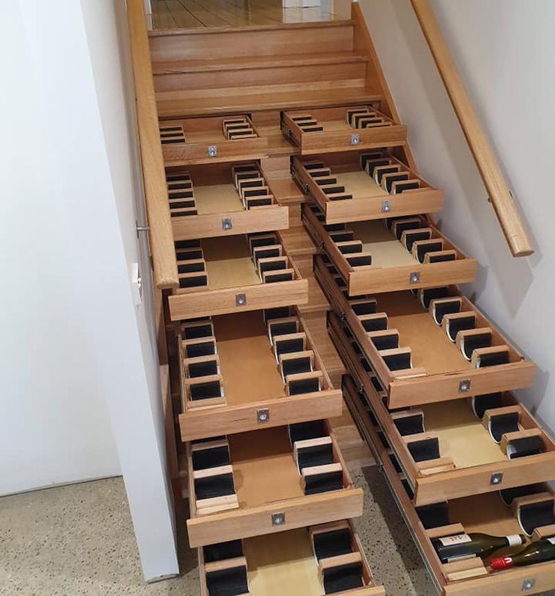 This Creative Staircase Doubles as a Wine Cellar 