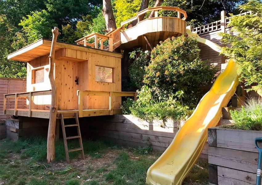 plastic treehouse with slide