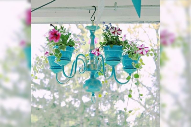 Repurposing Old Chandeliers into Planters is Pretty Cool Idea