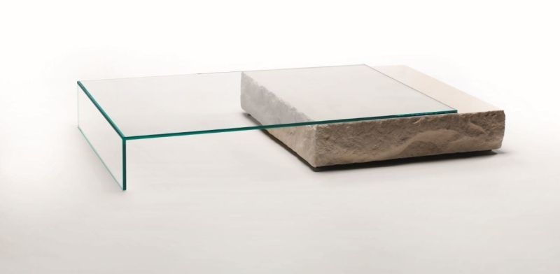 Claudio Silvestrin Designs Glass and Limestone Coffee Table for Glas Italia