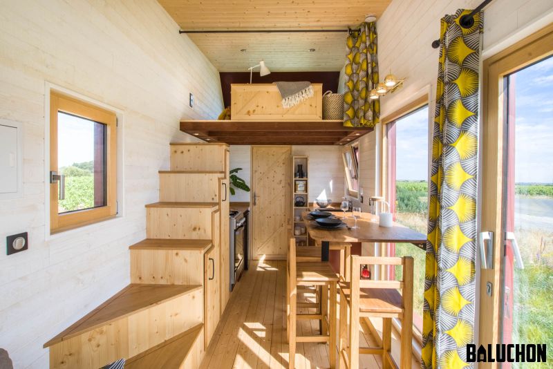 French Tiny Home Has A Netted Loft Area Under A Skylight That Functions As  A Cozy Reading Nook - Yanko Design