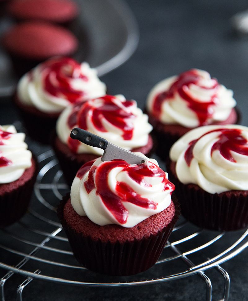 Bloody Red Velvet Cupcakes for Halloween