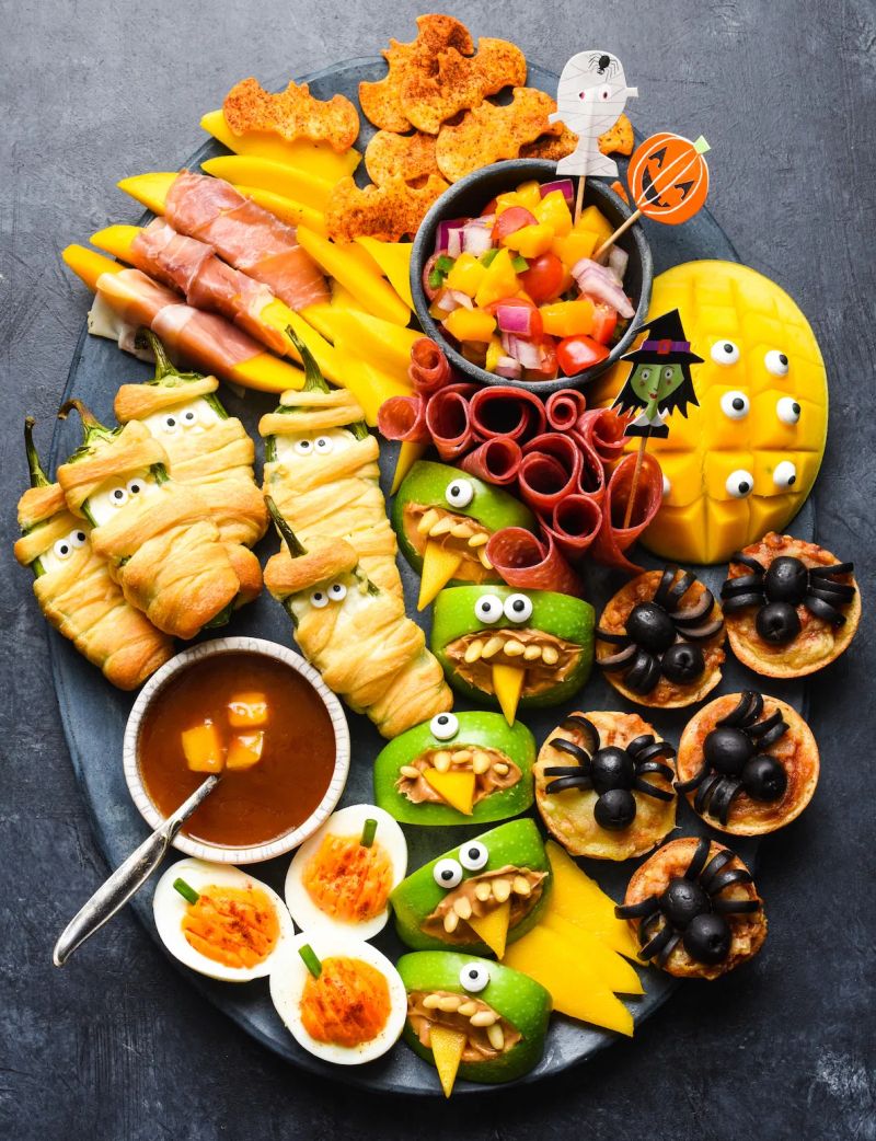 Halloween Grazing Boards with Monstrous treats