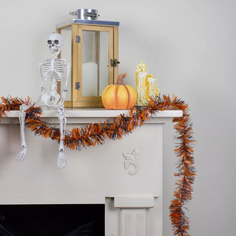 Orange and Black Tinsel Garland