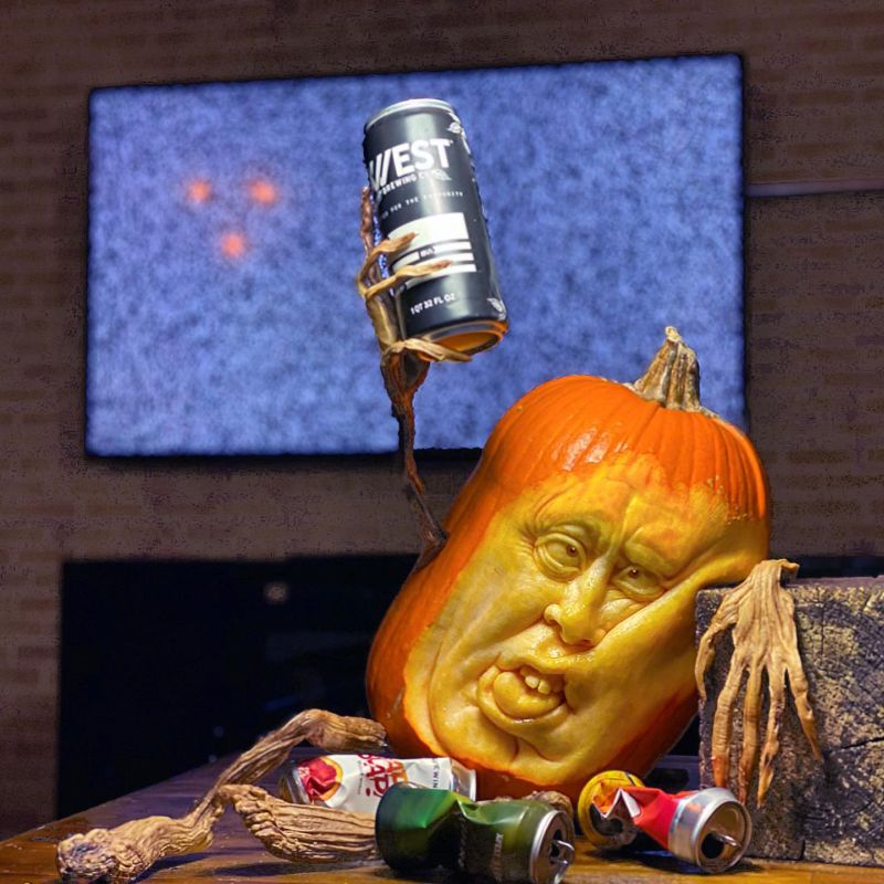 drunk pumpkin carving