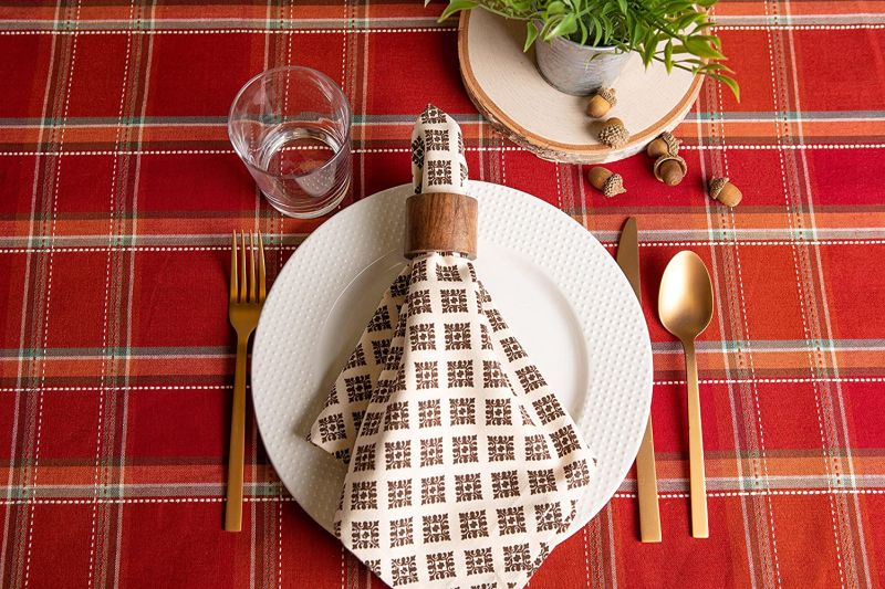 Autumn Spice Plaid Tablecloth