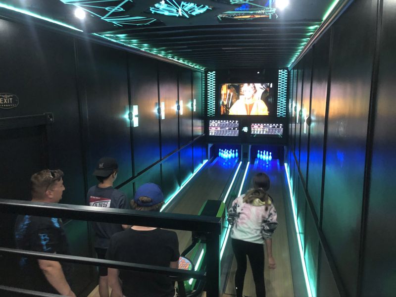 Local entrepreneur builds first-ever mobile bowling alley inside semi 