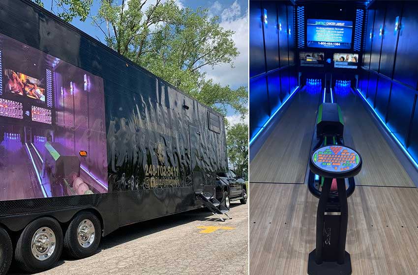 Local entrepreneur builds first-ever mobile bowling alley inside semi 