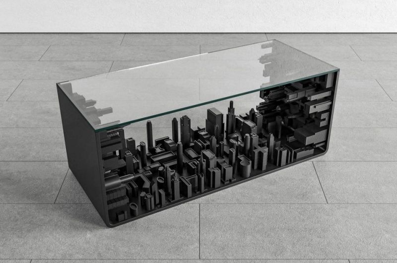 Metropolis Table by Mousarris Features Bending Cityscape 