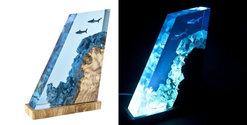 Samil Demirel Creates Artistic Wood and Resin Lamps 