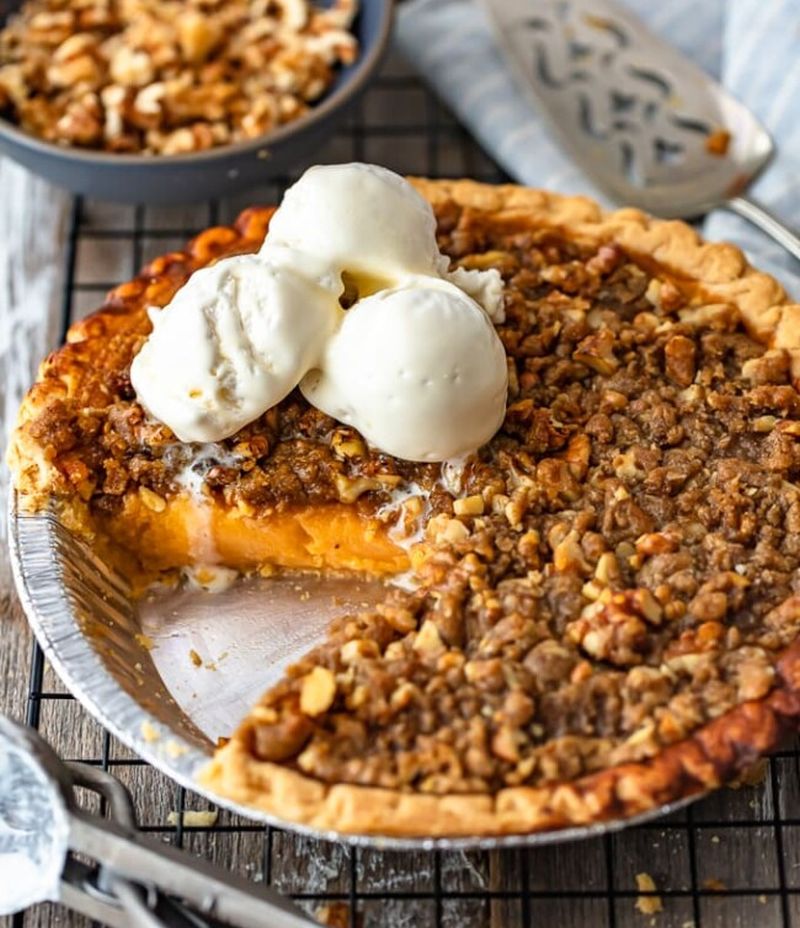 Sweet Potato Pie with Walnut Topping