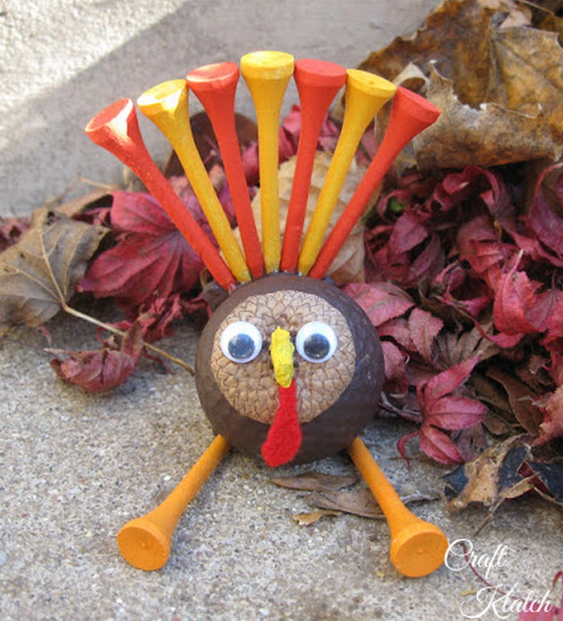 golf ball repurposed as thanksgiving decor 