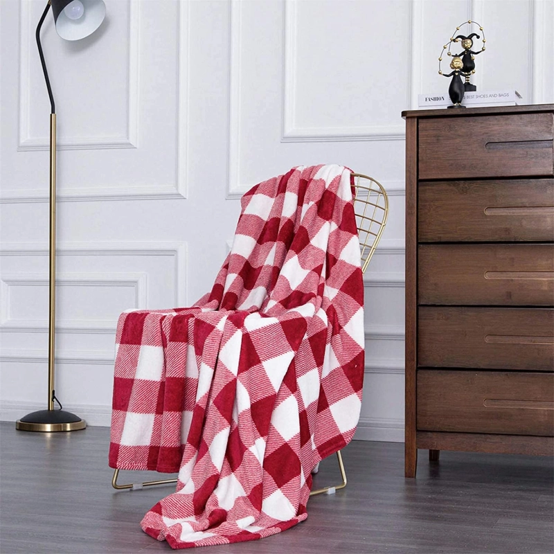 red and white throw 