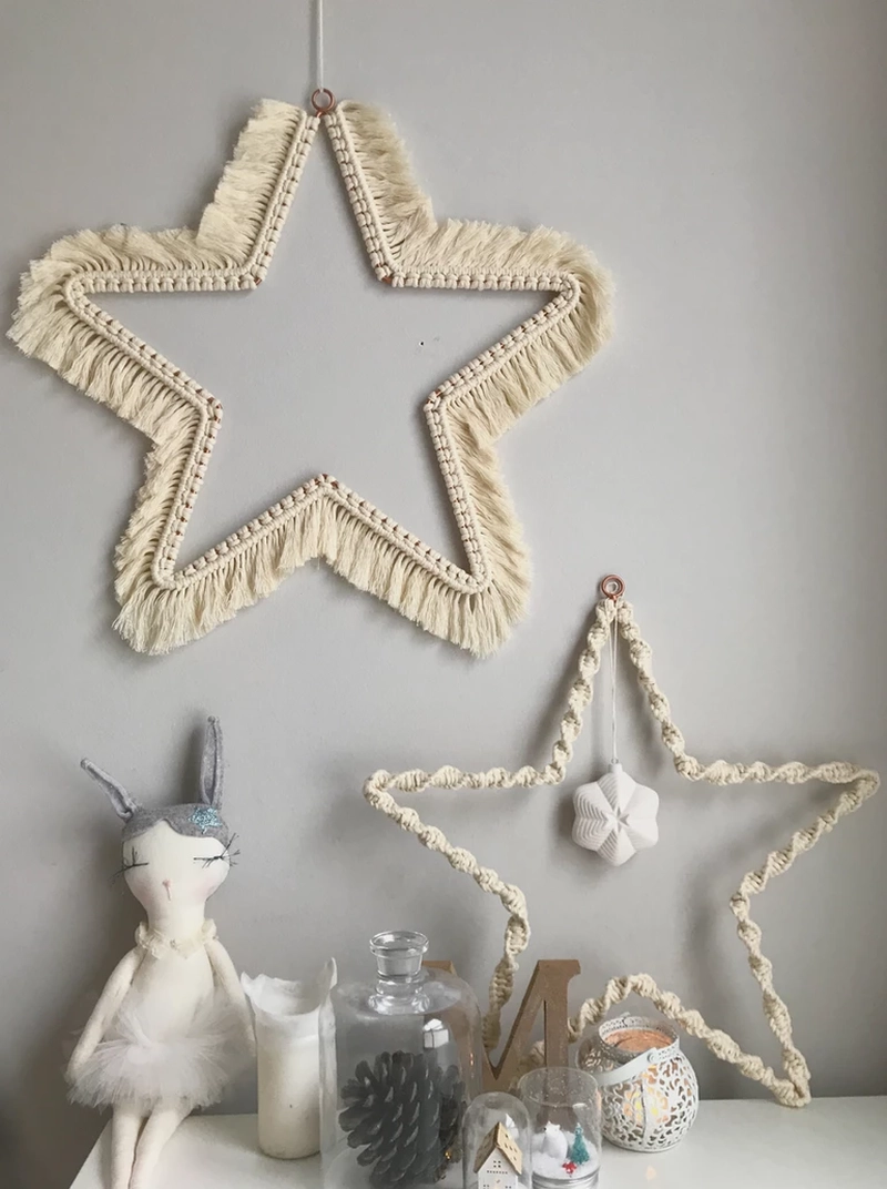 Macrame Christmas stars for wall decor 